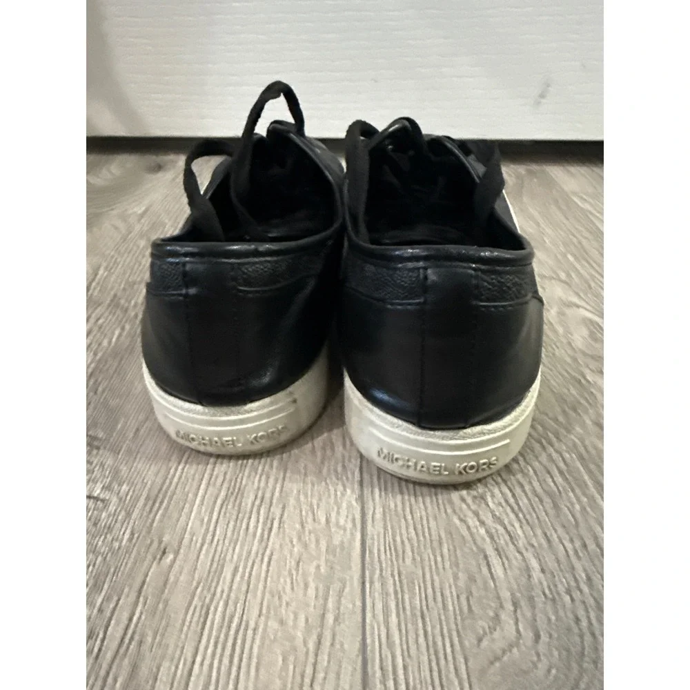 Michael Kors MK Monogram‎ Low Top Sneakers Black Lace Up Shoes Womens 10M